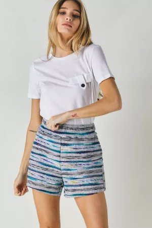wholesale clothing multi stripe side button detail pockets shorts davi & dani