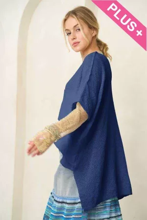 wholesale clothing solid round neck 3/4 sleeve loose top davi & dani