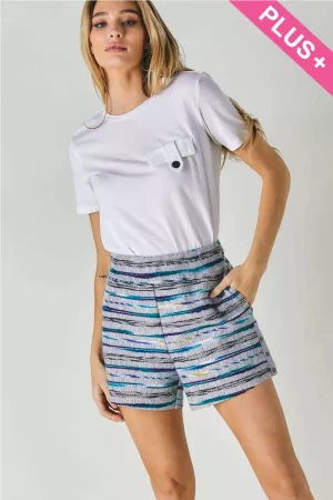 wholesale clothing plus multi stripe side button detail pocket shorts davi & dani