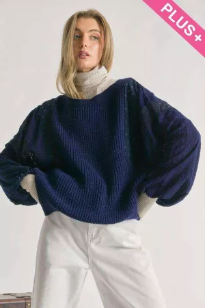 wholesale clothing plus lace color block knit pull over sweater top davi & dani