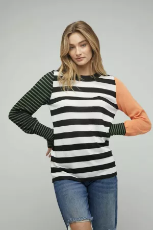 wholesale clothing stripe round neck sweater top davi & dani