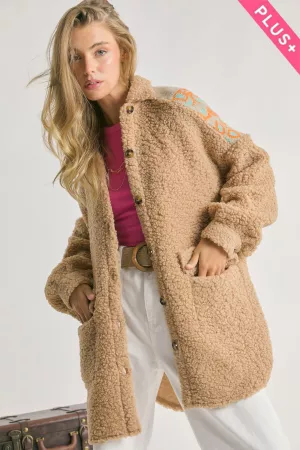 wholesale clothing plus teddy fuzzy plush fabric button front jacket davi & dani