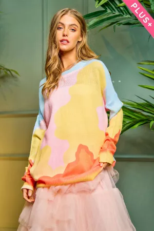 wholesale clothing plus pastel graphic printed sweater pullover top davi & dani