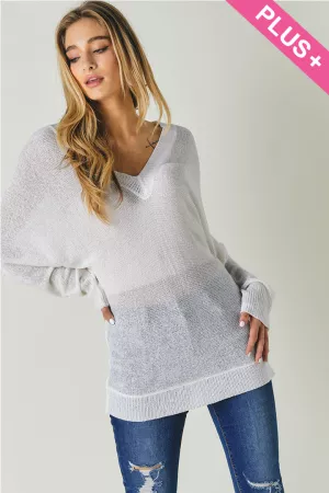 wholesale clothing plus sheer knit layering sweater top davi & dani