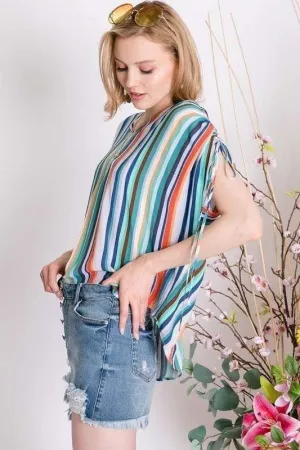 wholesale clothing vivid rainbow boxy dolman blouse top davi & dani