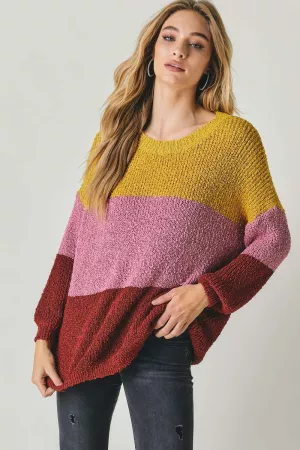 wholesale clothing colorblock stripe thick cozy oversized sweater davi & dani