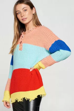 wholesale clothing rainbow colorblock oversized sweater davi & dani