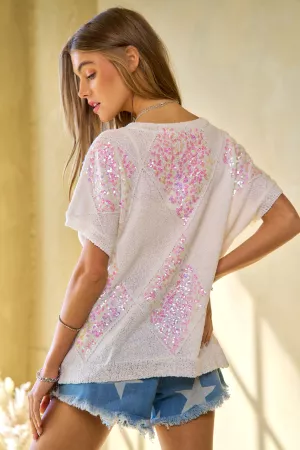 wholesale clothing diamond-shaped pattern covered summer sweater top davi & dani