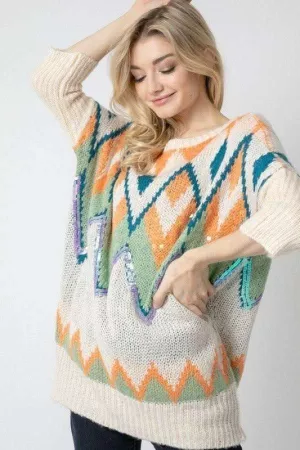 wholesale clothing aztec pattern with glitter accent sweater davi & dani