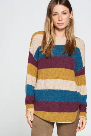 wholesale clothing stripe colorblock cozy knit sweater davi & dani