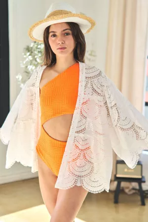 wholesale clothing crochet loose midi sleeve mesh cardigan kimono davi & dani