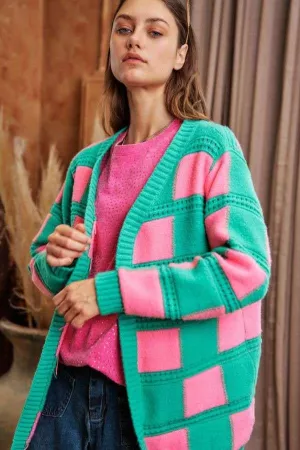 wholesale clothing mixed texture color long sleeve knit open cadigan davi & dani