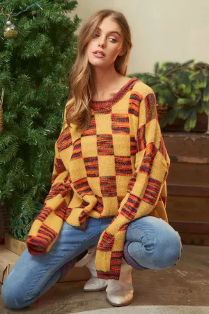 wholesale clothing multi color thread checkered pullover sweater davi & dani