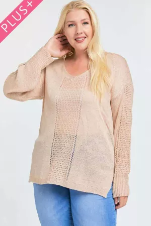 wholesale clothing plus wide neck thin knit sweater top davi & dani