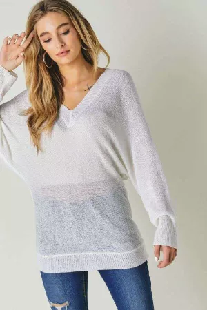 wholesale clothing sheer knit layering sweater top davi & dani
