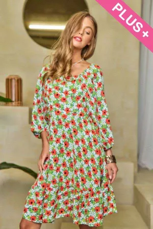 wholesale clothing plus floral printed square neck mini dress davi & dani