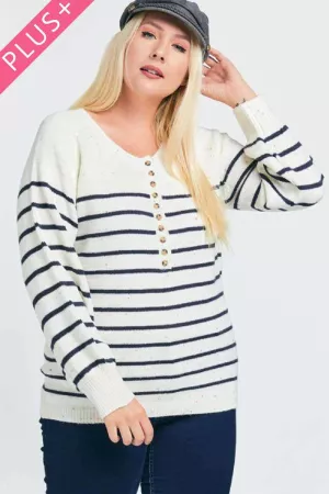 wholesale clothing striped long sleeve v neck sweater davi & dani