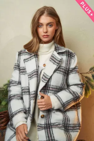 wholesale clothing plus plaid button fornt winter jacket davi & dani