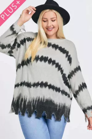 wholesale clothing plus tie dye stripe lightweight knit sweater top davi & dani