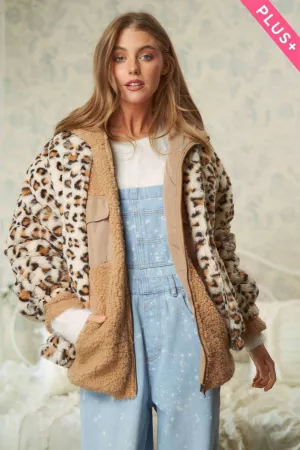wholesale clothing plus leopard animal print fur jacket davi & dani