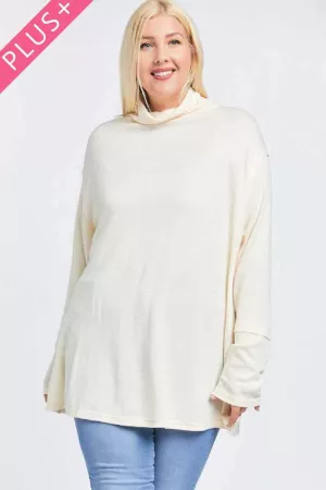 wholesale clothing plus solid turtle neck long sleeve sweater top davi & dani