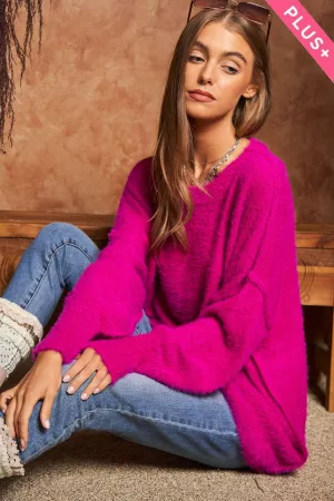 wholesale clothing plus fuzzy knit sweater oversized pullover sweater davi & dani