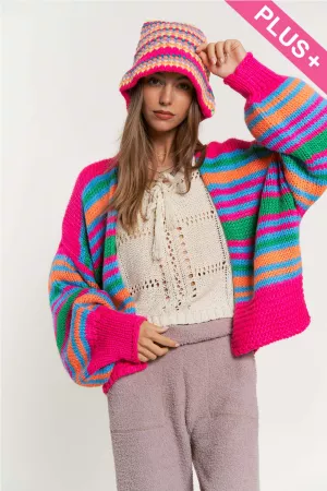 wholesale clothing plus chunky knit multi striped sweater cardigan davi & dani