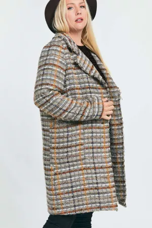 wholesale clothing basic plaid thick longline jacket coat davi & dani