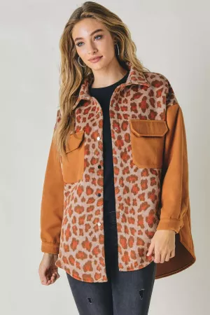 wholesale clothing plus animal printed button down jacket davi & dani