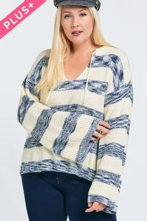 wholesale clothing plus oversize stripe knit bell sleeve sweater davi & dani