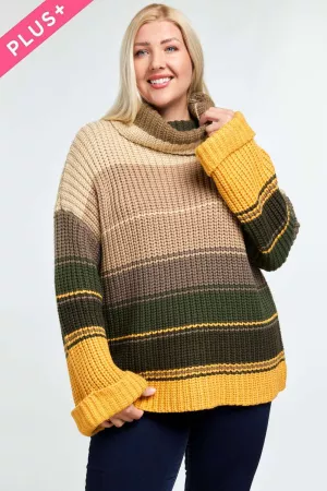 wholesale clothing plus color block turtle neck long sleeve sweater davi & dani