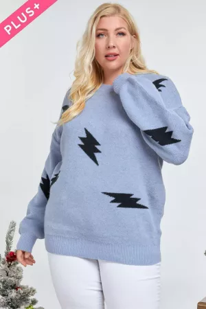 wholesale clothing plus printed oversize knit sweater davi & dani