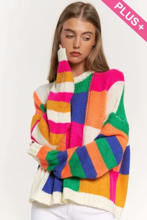 wholesale clothing plus multi color blocked checker pullover sweater davi & dani