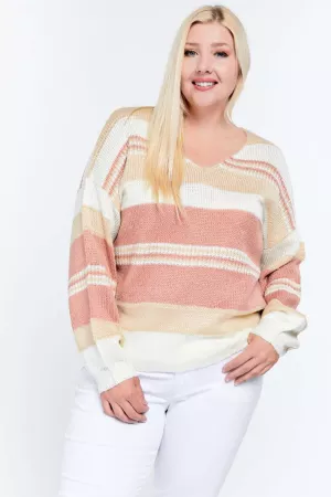 wholesale clothing color block long sleeve v neck sweater davi & dani