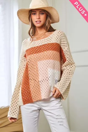 wholesale clothing plus multi color blocked knit sweater cover up davi & dani