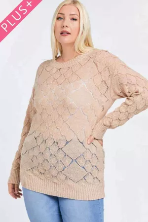 wholesale clothing textured round neck long sleeve sweater davi & dani