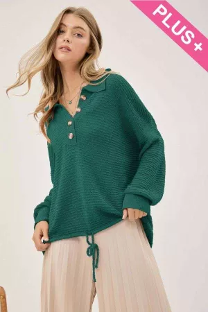 wholesale clothing plus button down round neck sweater davi & dani