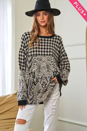 wholesale clothing plus mock neck oversize pattern sweater top davi & dani