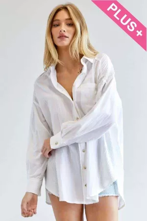 wholesale clothing plus solid button down shirt with pockets davi & dani