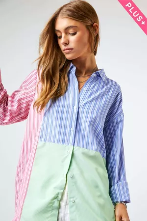 wholesale clothing plus multi stripe mixed color shirt davi & dani