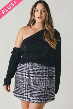 wholesale clothing plus plaid knit mini skirt davi & dani