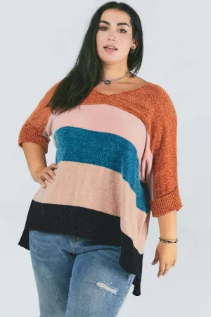 wholesale clothing multi stripe  sweater top davi & dani