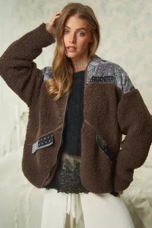 wholesale clothing faux fur side pocket long sleeve zipper jacket davi & dani