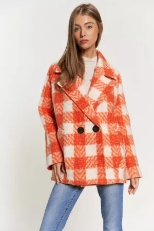wholesale clothing fuzzy boucle textured double breasted coat jacket davi & dani