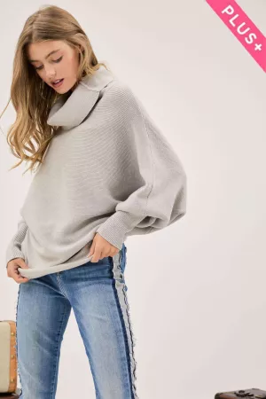 wholesale clothing plus solid turtle neck loose fit knit sweater top davi & dani