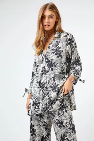 wholesale clothing tropical leap printed button front pajama shirt davi & dani