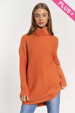 wholesale clothing plus funnel neck loose fit pullover tunic sweater davi & dani