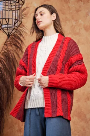 wholesale clothing chunky rope textured color blocked knit cardigan davi & dani