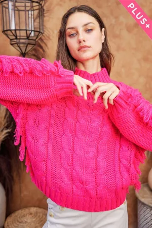 wholesale clothing plus frnge detail thick thread yarn sweater top davi & dani