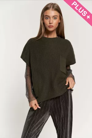 wholesale clothing plus mock neck cap short sleeve knit sweater tops davi & dani